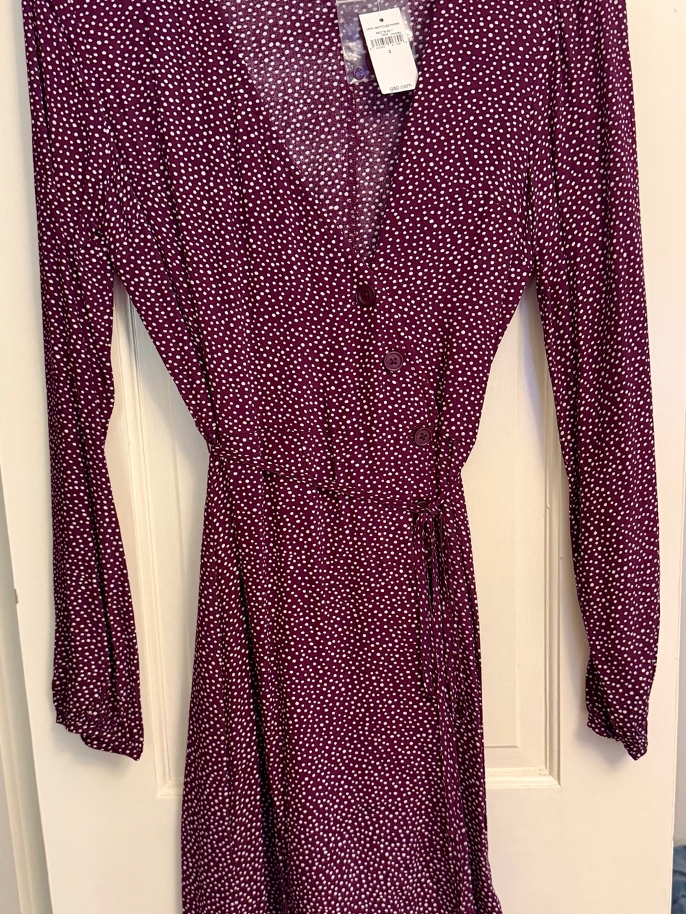 Women's GAP Plum Polka Dot Wrap Dress